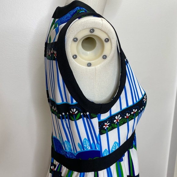 Vintage 70s Leslie Fay Novelty Whimsical Tree Forrest Print Hostess Maxi Dress - Picture 6 of 11